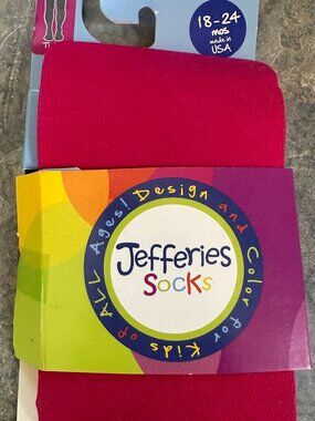 NIP Jefferies Socks 1505 Pima Cotton Tights HOT PINK DS NEW